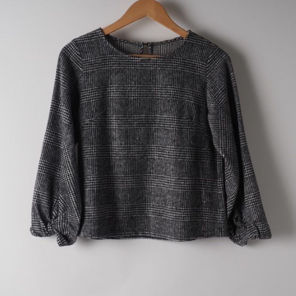グレンチェック柄ブラウス