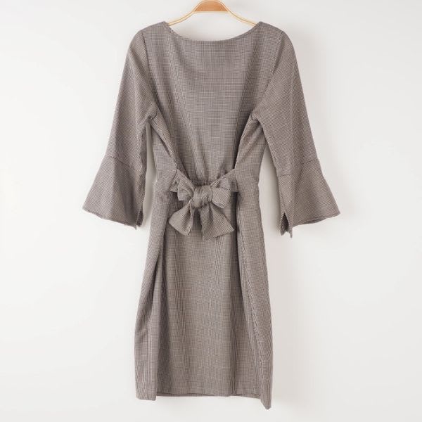 フレア袖リボンベルトワンピース