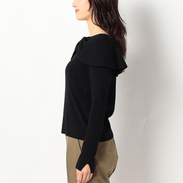 肩リボンオフショルダーニット