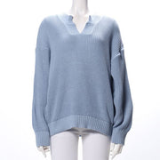 ドロップショルダーオープンフロントネックニット