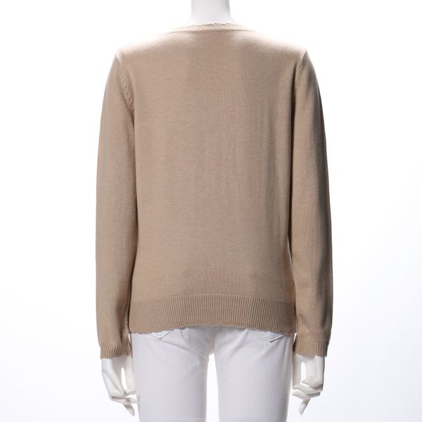 スカラップデザインラウンドネックニット