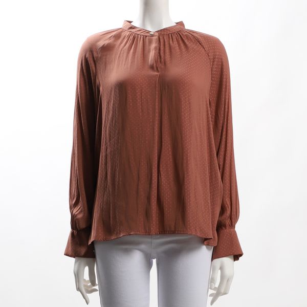 ドット柄バンドカラーブラウス