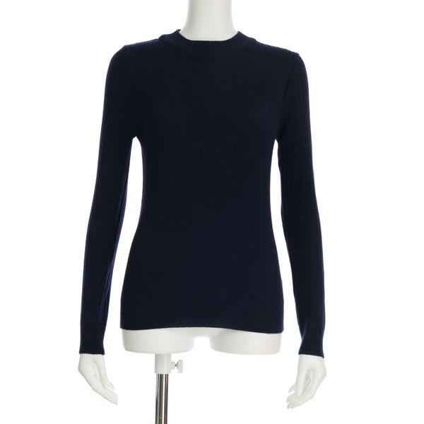 クルーネックリブニットプルオーバー