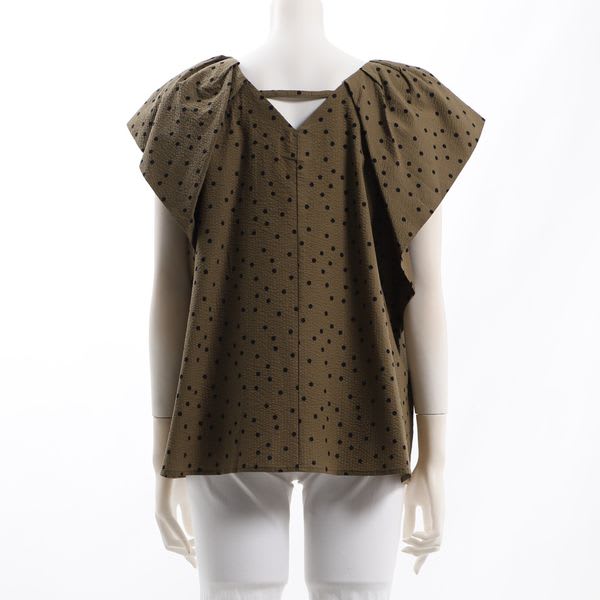 リップルドット背中開きデザインブラウス