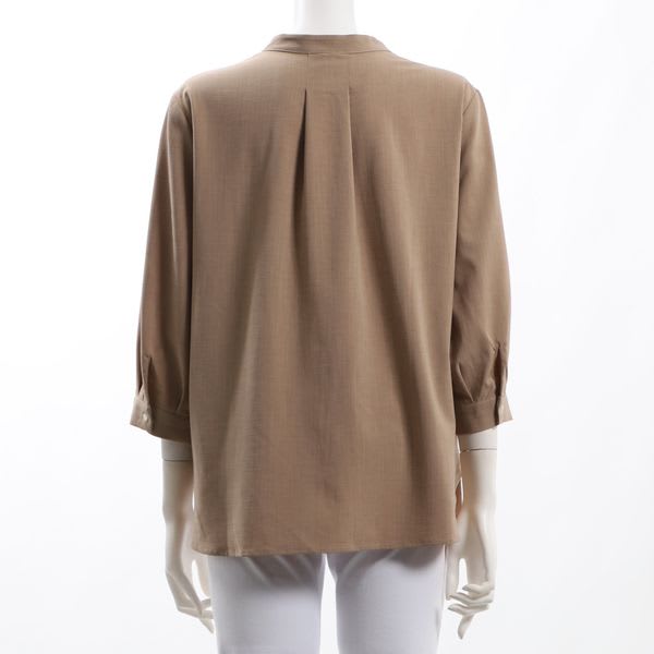 サイドスリットバンドカラーブラウス