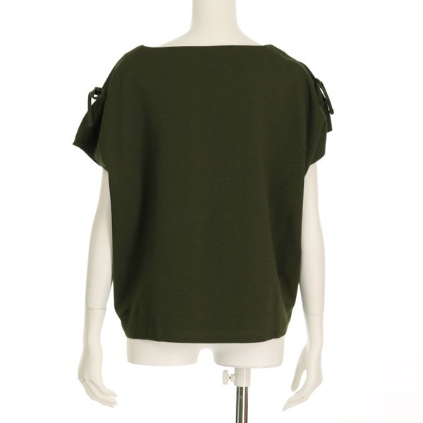 ミニ裏毛スリット袖リボンドルマンカットソー