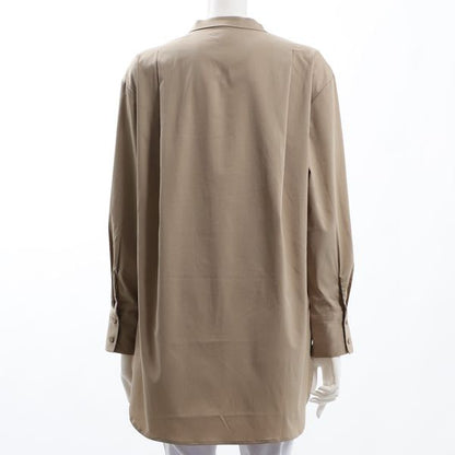 ブザム切り替えバンドカラーブラウス