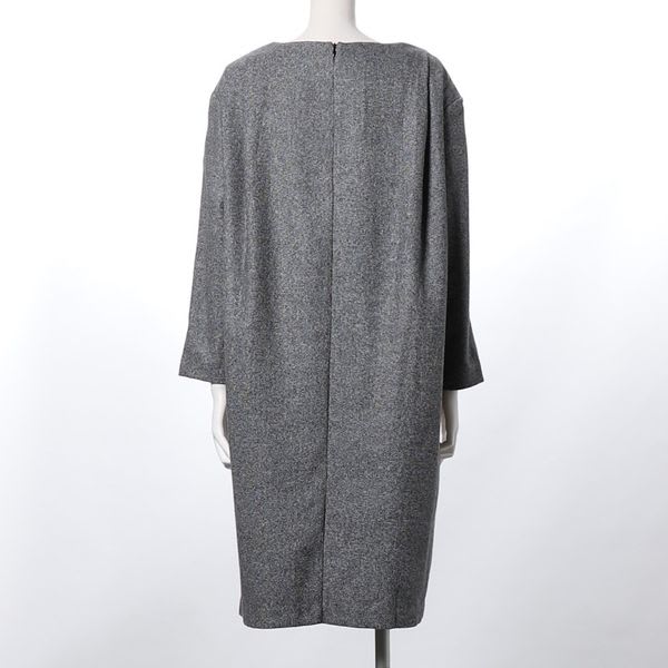 ツイードクルーネックストレートワンピース