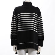 ボーダー柄ドロップショルダーニット