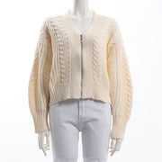 ジップデザインVネックニットカーディガン