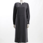 ウエスト切り替えラインオープンフロントネックワンピース