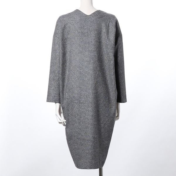 ツイードコクーンシルエットVネックワンピース