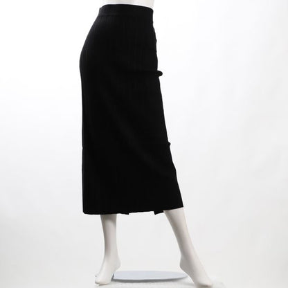 リブ幅切替バックスリットニットタイトスカート