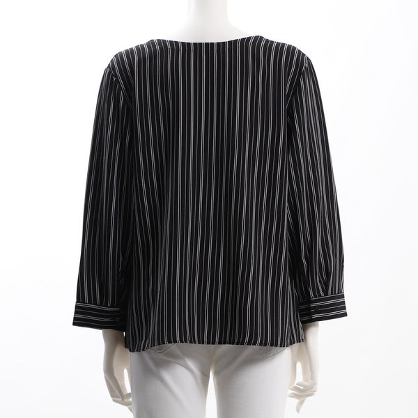 ストライプ柄Vネックブラウス