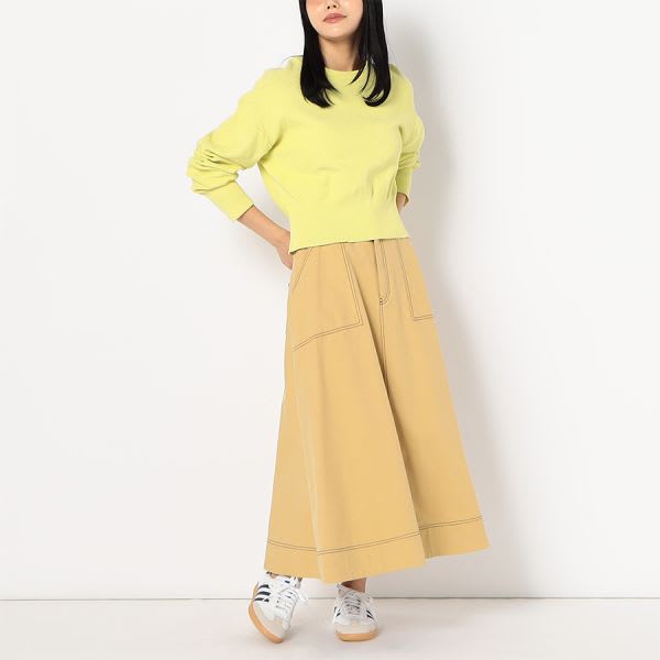 ステッチデザインハイウエストAラインスカート