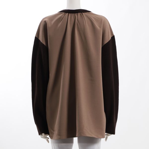 異素材切り替えリブニット