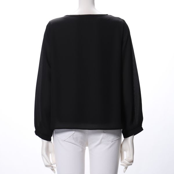 Vタックオープンフロントネックブラウス