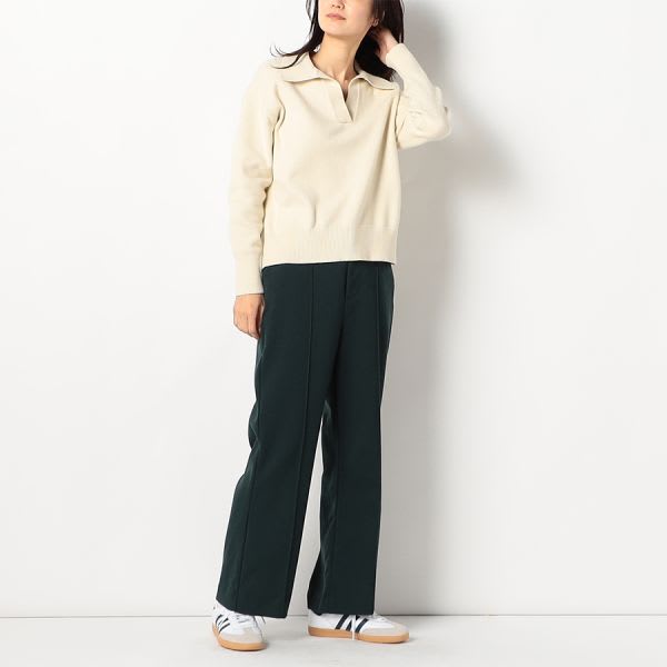 スキッパーネックドロップショルダーニット