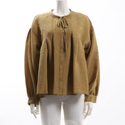 リボンタックストライプブラウス