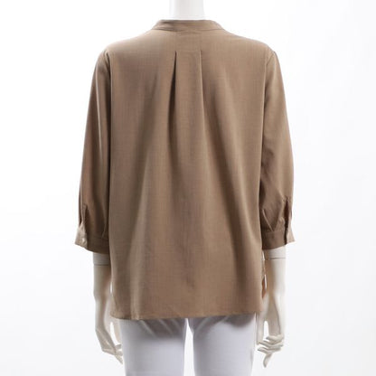 サイドスリットバンドカラーブラウス