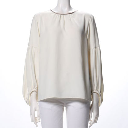 ネックラインパイピングボリュームスリーブブラウス