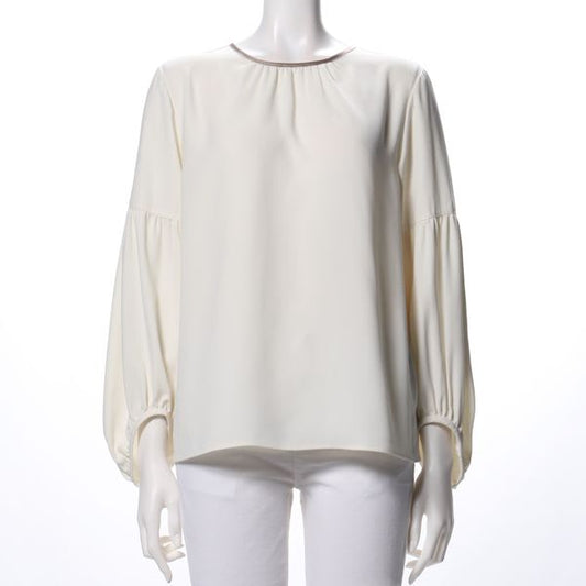 ネックラインパイピングボリュームスリーブブラウス