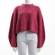 モヘア混ボリュームスリーブハイネックニット