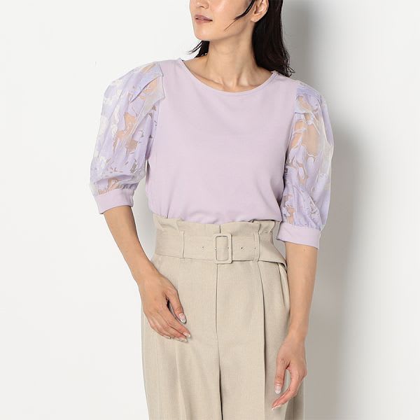 シアーパフスリーブブラウス