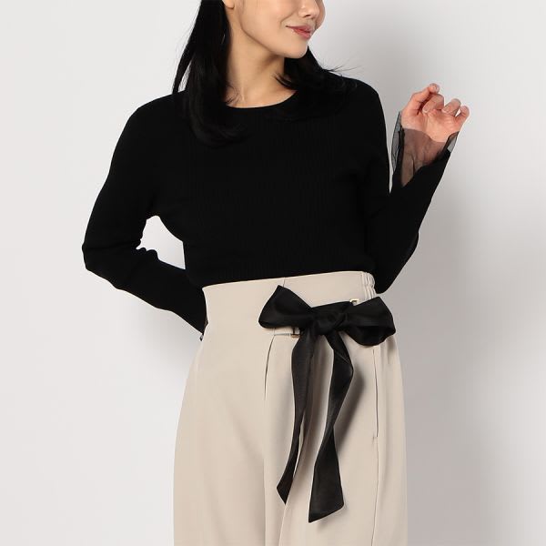 レイヤードデザインリブニット