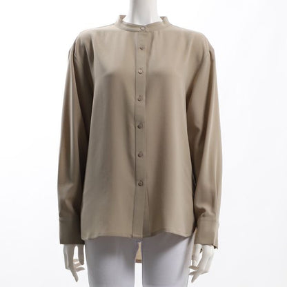 バックタックデザインバンドカラーブラウス