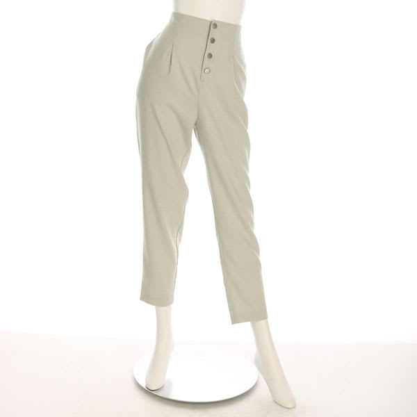 フロントボタンテーパードパンツ