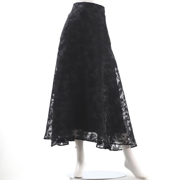 シアー織り柄Aラインスカート