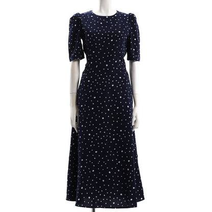 ドット柄ロングワンピース