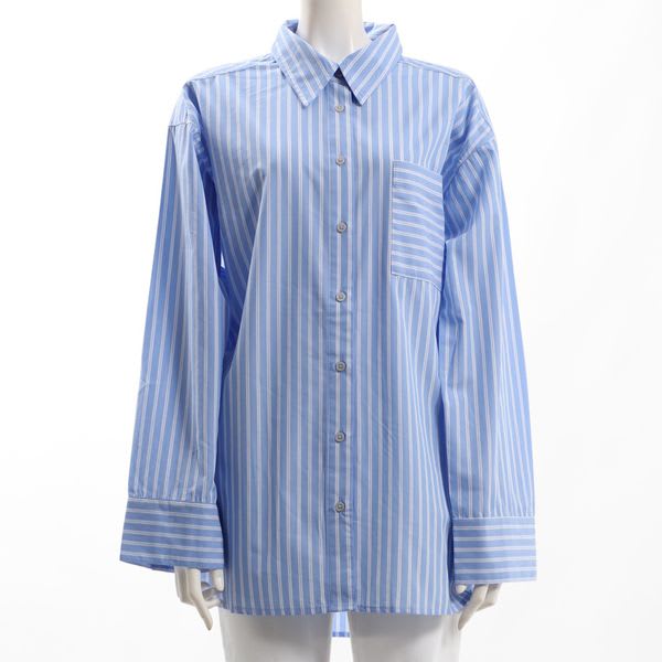 ストライプ柄ボリュームスリーブシャツ