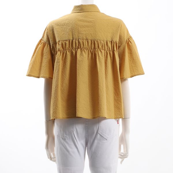 凹凸生地襟付きブラウス