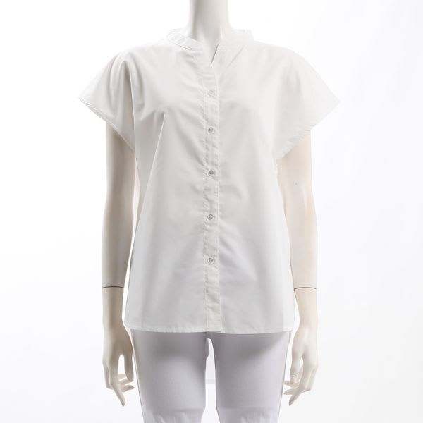 スタンドVネックブラウス