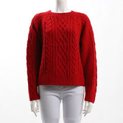 クルーネックケーブル編みニット