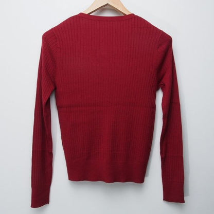 Vネックリブ編みカーディガン