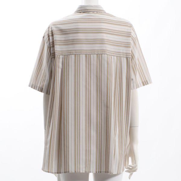 裾前後差ストライプ柄シャツ