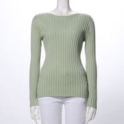 ボートネックリブニット