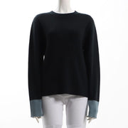 袖バイカラーリブニットプルオーバー