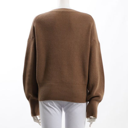 ドロップショルダーオープンフロントネックニット