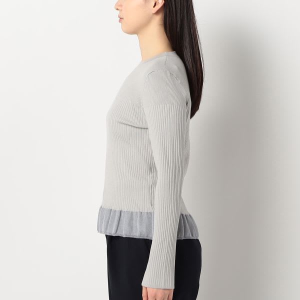 裾切り替えデザインリブニット