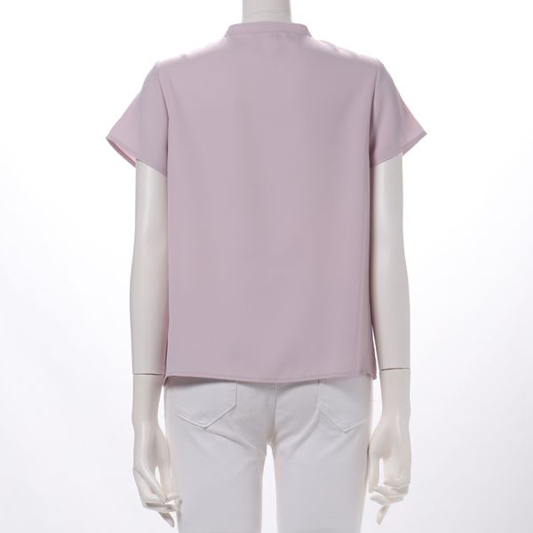 金ボタンスタンドネックブラウス