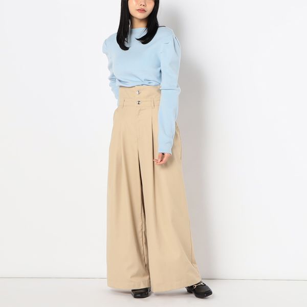 ダブルタックハイウエストワイドパンツ