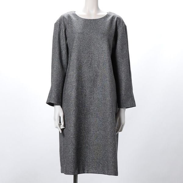ツイードクルーネックストレートワンピース