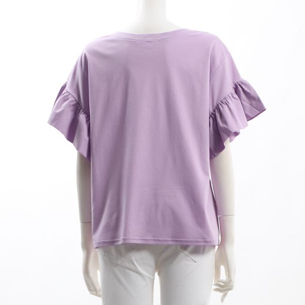 袖フリルカットソー