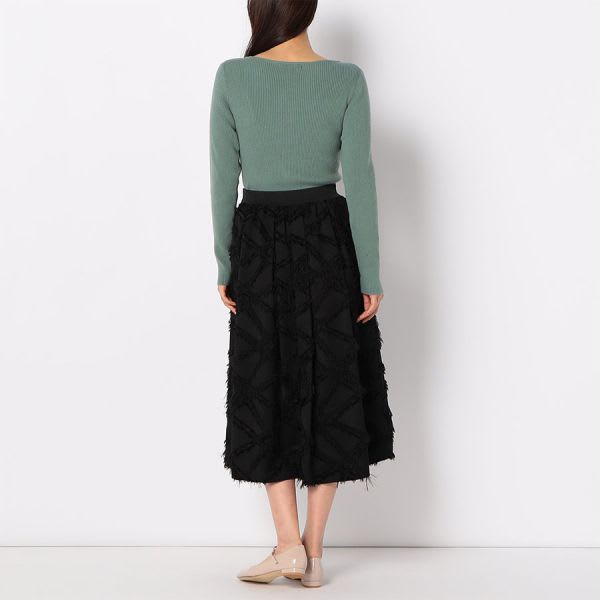 フリンジジャガードタックフレアスカート
