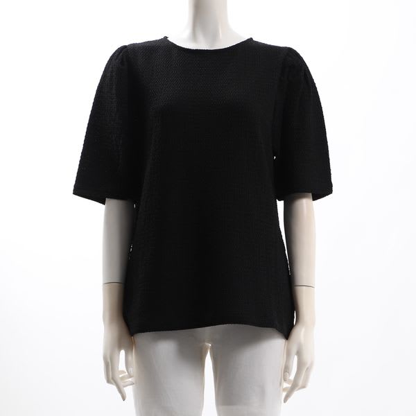 パフスリーブラウンドネックカットソー