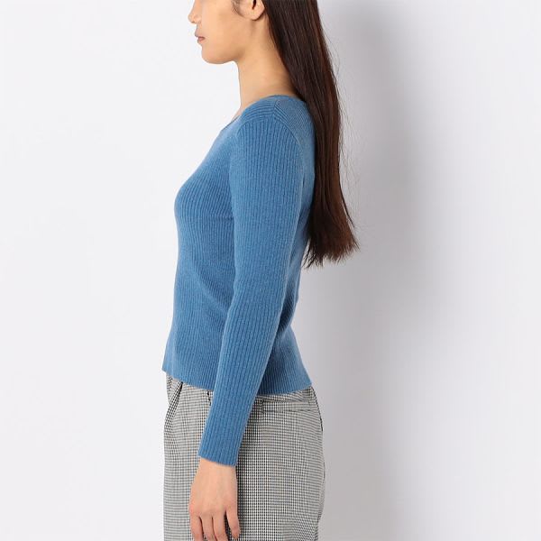 ラウンドネックリブニット